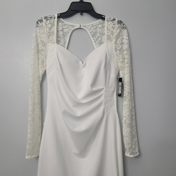 GUESS Lace-Sleeve Draped Sheath Dress - Picture 3 of 11